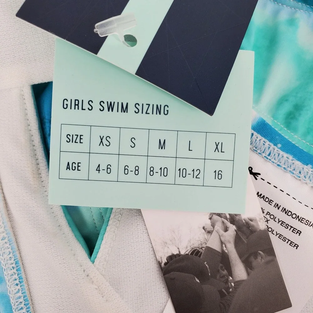 DSG Girls XS 4-6 La Cross Swimsuit Top Tie Dye UPF 50 Cross Front‎ Racerback